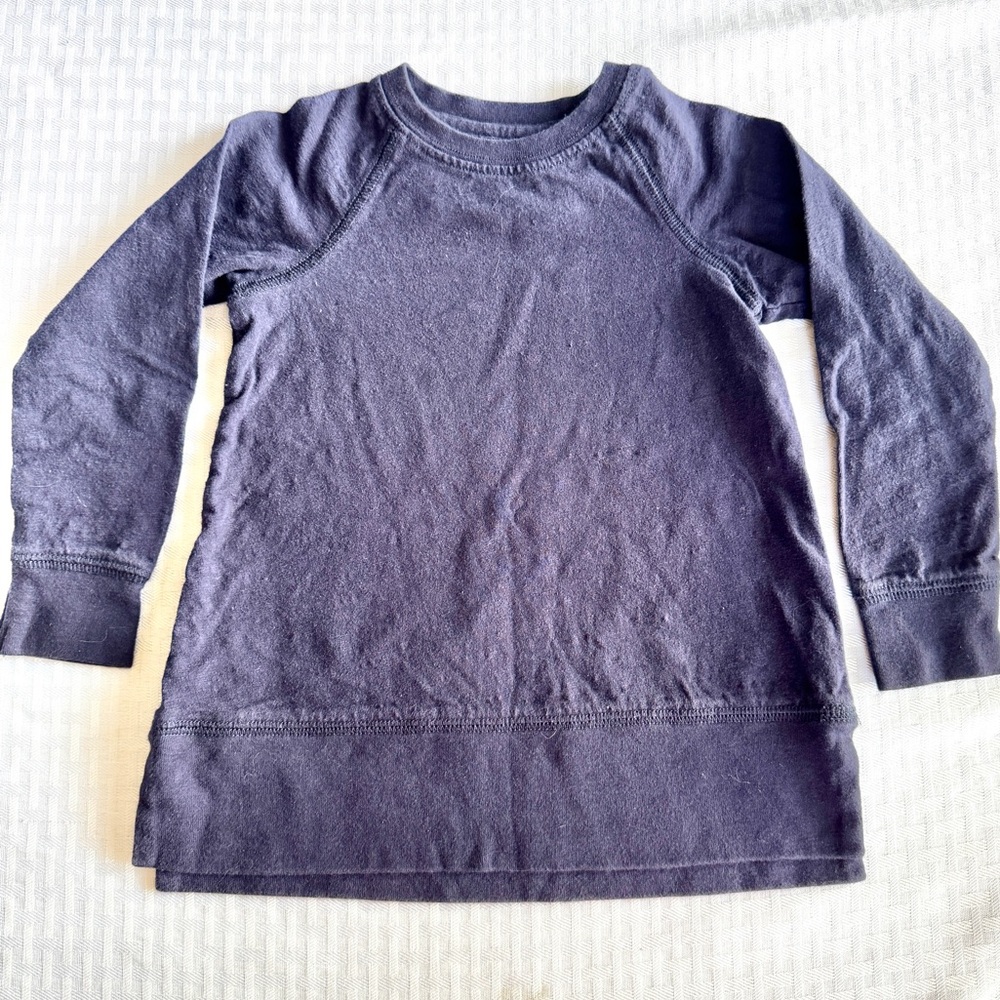Primary Girls Navy Long Sleeve French Terry Sweatshirt Dress Size 3 Cotton
